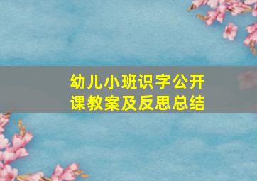 幼儿小班识字公开课教案及反思总结