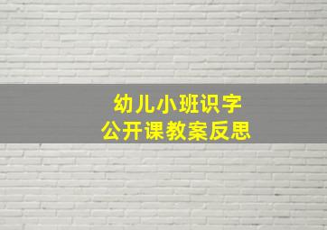 幼儿小班识字公开课教案反思