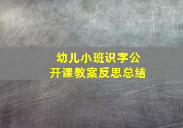 幼儿小班识字公开课教案反思总结