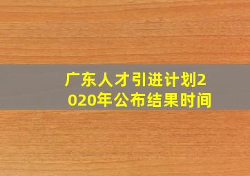 广东人才引进计划2020年公布结果时间