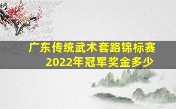 广东传统武术套路锦标赛2022年冠军奖金多少