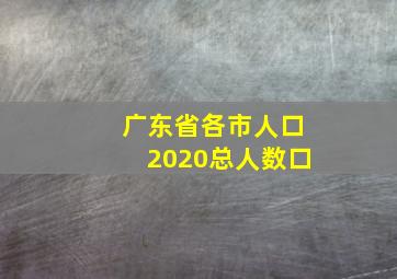 广东省各市人口2020总人数口