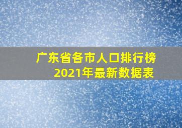 广东省各市人口排行榜2021年最新数据表