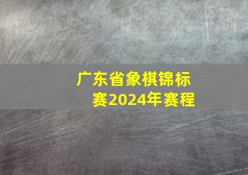 广东省象棋锦标赛2024年赛程