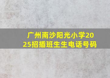 广州南沙阳光小学2025招插班生生电话号码