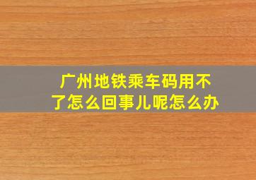 广州地铁乘车码用不了怎么回事儿呢怎么办