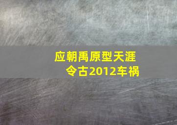 应朝禹原型天涯令古2012车祸