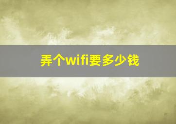 弄个wifi要多少钱