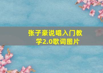 张子豪说唱入门教学2.0歌词图片