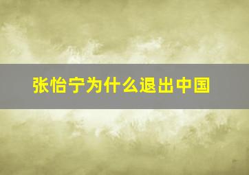 张怡宁为什么退出中国