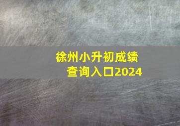 徐州小升初成绩查询入口2024