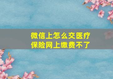 微信上怎么交医疗保险网上缴费不了