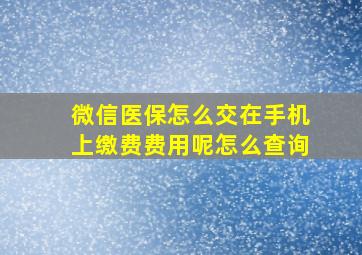 微信医保怎么交在手机上缴费费用呢怎么查询