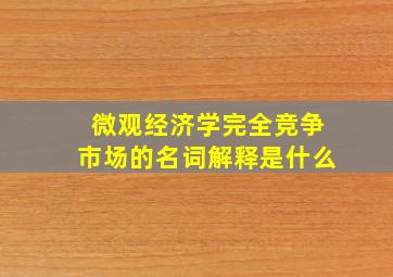 微观经济学完全竞争市场的名词解释是什么