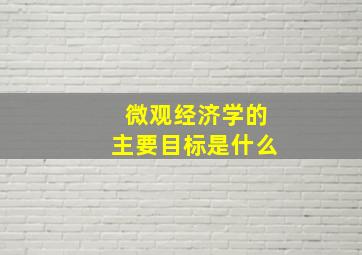 微观经济学的主要目标是什么