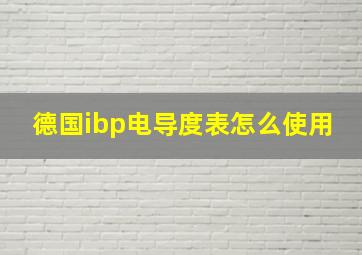 德国ibp电导度表怎么使用