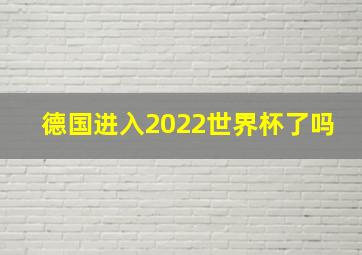 德国进入2022世界杯了吗