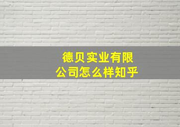 德贝实业有限公司怎么样知乎