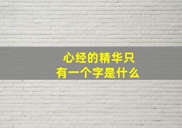 心经的精华只有一个字是什么