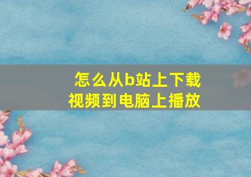 怎么从b站上下载视频到电脑上播放