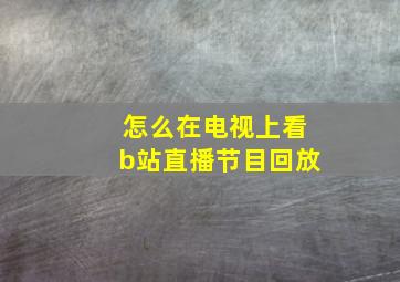 怎么在电视上看b站直播节目回放