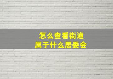 怎么查看街道属于什么居委会