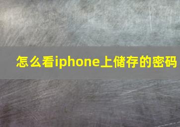 怎么看iphone上储存的密码