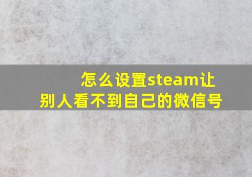 怎么设置steam让别人看不到自己的微信号