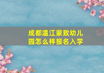 成都温江蒙致幼儿园怎么样报名入学