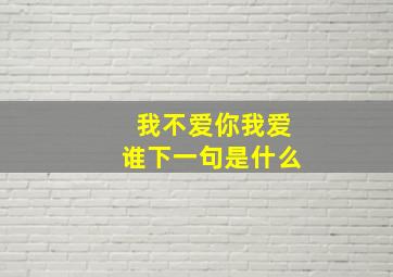 我不爱你我爱谁下一句是什么