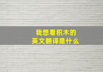 我想看积木的英文翻译是什么