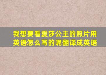 我想要看爱莎公主的照片用英语怎么写的呢翻译成英语