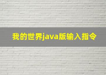 我的世界java版输入指令