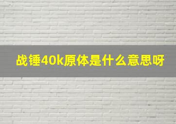 战锤40k原体是什么意思呀