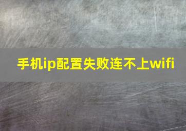 手机ip配置失败连不上wifi