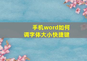 手机word如何调字体大小快捷键