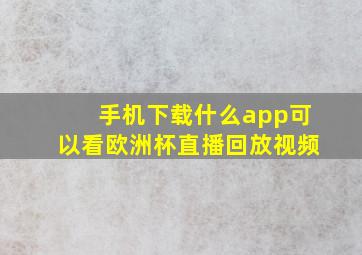 手机下载什么app可以看欧洲杯直播回放视频