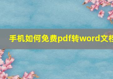 手机如何免费pdf转word文档