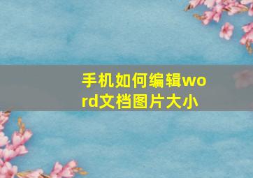 手机如何编辑word文档图片大小