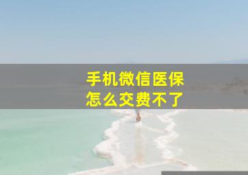 手机微信医保怎么交费不了