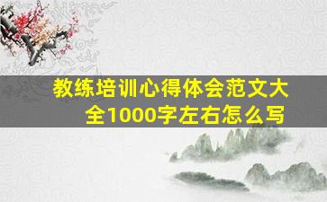 教练培训心得体会范文大全1000字左右怎么写