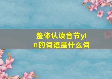 整体认读音节yin的词语是什么词