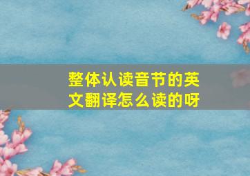 整体认读音节的英文翻译怎么读的呀