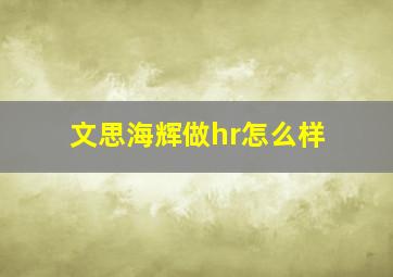 文思海辉做hr怎么样