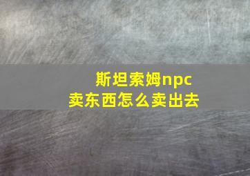 斯坦索姆npc卖东西怎么卖出去