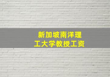 新加坡南洋理工大学教授工资