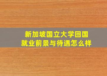 新加坡国立大学回国就业前景与待遇怎么样