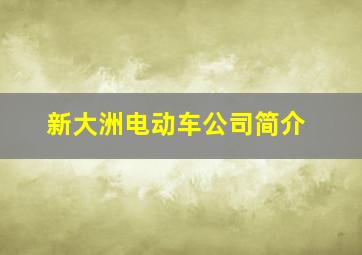 新大洲电动车公司简介