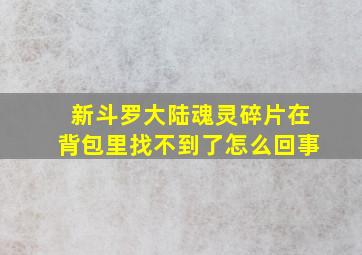 新斗罗大陆魂灵碎片在背包里找不到了怎么回事