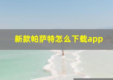 新款帕萨特怎么下载app